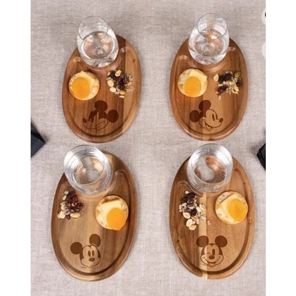 Acacia Disney Mickey Mouse Set Of 4 Appetizer Wooden Serving Trays